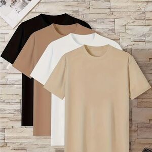 Men's Essential T-Shirt Set - Black, Brown, White, Tan